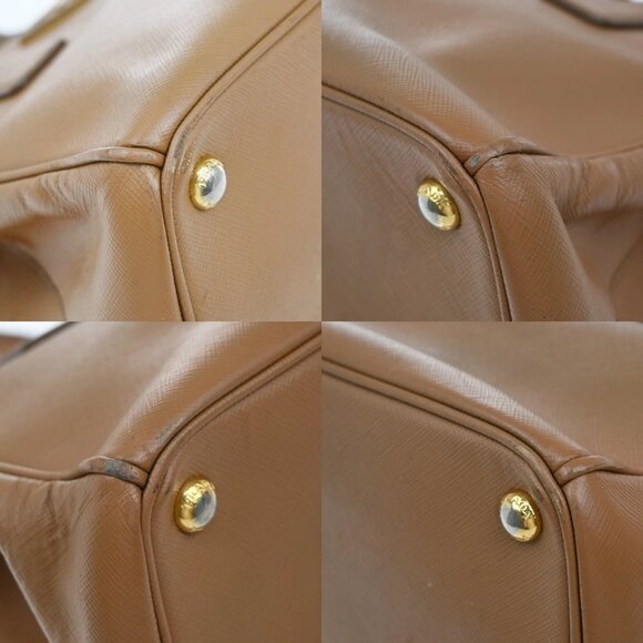 PRADA Logo 2Way Shoulder Hand Bag Saffiano Leather Beige GHW Italy 70EF793 - Picture 7 of 16